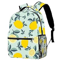 School Backpack For Teen Girls Boys, Fruit Lemon Plant Leaves Durable Schoolbag For Middle Student
