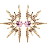 18K Gold Plated Jewelry Stud Earrings for Women, Girls, Fashion Trendy Rose Gold Star