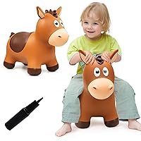 Bouncy Horse for Toddlers 1-3, Inflatable Ride on Bouncy Animal Hopper Toys for 1 2 3 4 5 Year Old Girl Boy Kids First Birthday Gift, Outdoor Indoor Soft Play Equipment(Pump Included)