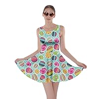 CowCow Womens Easter Festival Colorful Eggs Rabbits Chicks Skater Dress, XS-5XL