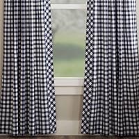 Piper Classics Vintage Check Blue Panel Curtains, Set of 2, 96
