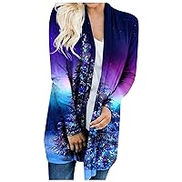 Christmas Cardigan For Women Christmas Tree Snowflake Graphic Shirts Casual Light Weight Jackets For Women