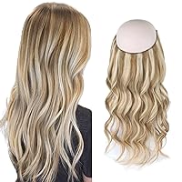 Sassina Miracle Wire Hair Extensions Real Human Hair One Hairpiece for a Full Head with Invisible Fish Line Highlight Ash Blonde to Platinum Blonde P8/60# 20 Inch 120 Gram