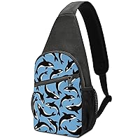 Killer Whales Orca Pattern Sling Daypack Casual Crossbody Backpack Chest Shoulder Bag For Travel And Hiking