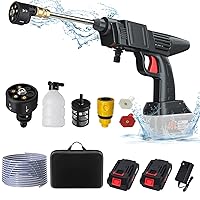 Cordless High Pressure Washer,Portable Handheld Car Cleaning Machine with  1500mAh Battery,Fast Charger and High Pressure Nozzle Included,High Power