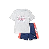 adidas Boys Short Sleeve Graphic Tee & Mesh Shorts Set