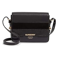 Burberry Small Grace BLACK Stripe Leather Strap Handbag Bag Black Purse Italy NW