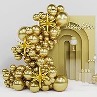 PartyWoo Metallic Gold Balloons, 110 pcs 22 Inch Star Balloons and Gold Balloons Different Sizes Pack of 18 Inch 12 Inch 10 Inch 5 Inch for Balloon Garland as Birthday Decorations, Party Decorations