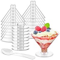 Kucoele 5 oz Dessert Cups with Spoons, 40 Pack Plastic Martini Glasses Party Cocktail Glasses Reusable Dessert Shooters Drinkware for Champagne, Mocktail, Desserts