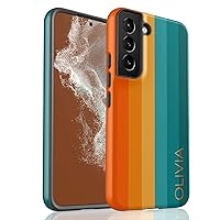 Retro Orange Teal Custom Rainbow Phone Case, Personalized Case, Designed for Samsung Galaxy S24 Plus, S23 Ultra, S22, S21, S20, S10, S10e, S9, S8, Note 20, 10