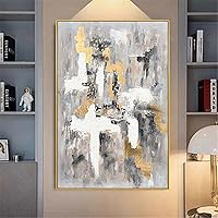 HOLEILUCK Canvas Wall Decor Gold And Off-White Texture Wall Painting On Canvas Wall Art Large Picture Sofa For Living Room 35x40cm/14x16inch With-Golden-Frame
