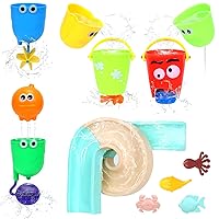 Bath Toys for Toddlers 1-3 Years Old, Bathtub Toy for Kids 3-4-5 Age,Water Bath Tub Toys with Water Slide &Marine Organism and Lovely Cups,14 Pcs Baby Bath Toys for Boys and Girls Gift