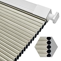 Custom Cordless Window Shades No Drill No Tools Tools-Free Blackout Cellular Blinds for Windows Doors, Thermal Insulated Noise Reduce Easy Install Honeycomb Shade, Light Apricot Blind