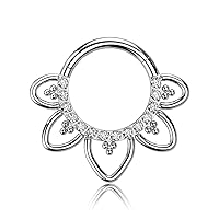 Premium Body Jewelry - Titanium Segment Ring with Flower Petals and Beads