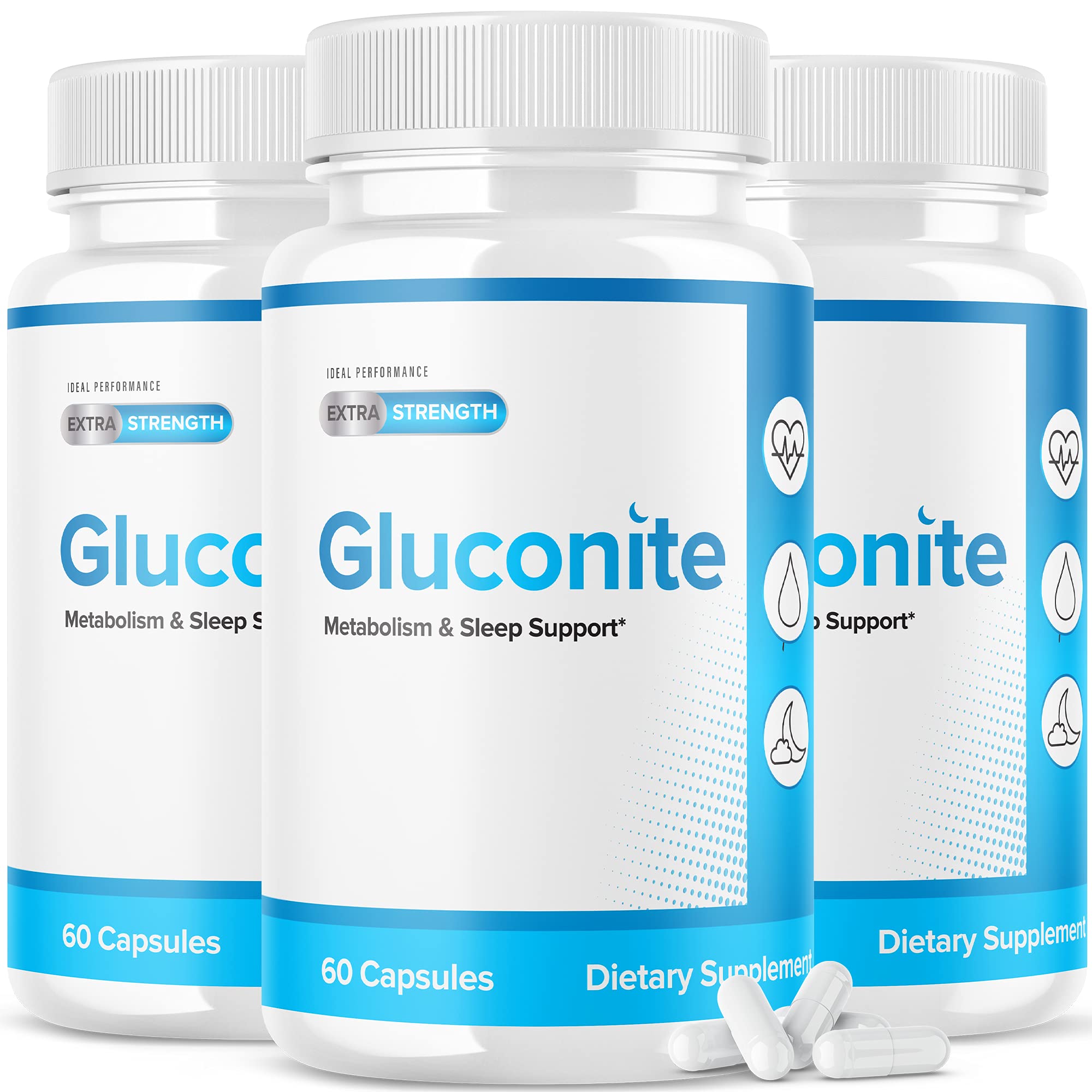(3 Pack) Gluconite Metabilezum Sleep Support Blood Sugar Powder Gluconate Iron Pills Extra Strength Potassium Zinc Supplement (180 Capsules)
