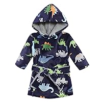 Hudson Baby Unisex Baby Mink with Faux Fur Lining Pool and Beach Robe Cover-ups, Dinosaurs, 0-6 Months