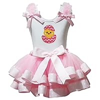 Petitebella Chick Egg White Shirt Pink Dots Ribbon Petal Skirt Nb-8y