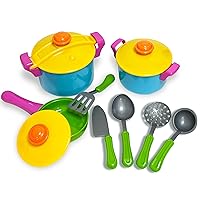 Kids Kitchen Playset, Pretend Play Cooking Toys with Play Pots, Pans, Utensils Cookware Toys, Toddler Kitchen Set for 3+, 11 Pcs Play Kitchen Set Learning Gift for Girls Boys