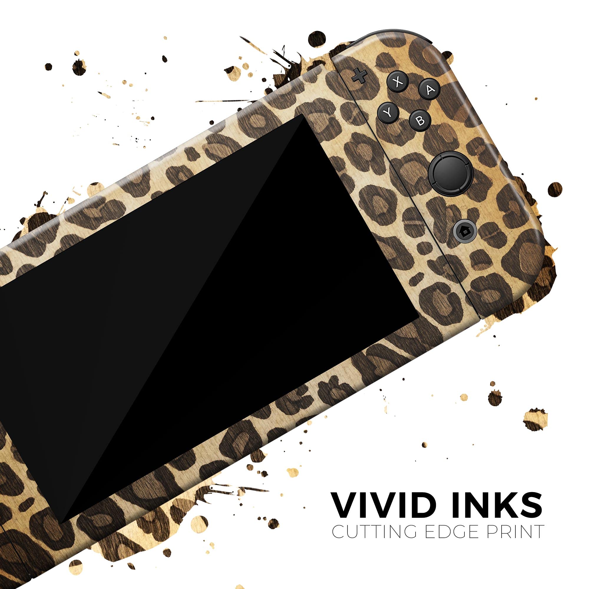 Design Skinz - Compatible with Nintendo Switch Console Bundle - Skin Decal Protective Scratch-Resistant Removable Vinyl Wrap Cover - Vibrant Leopard Print V23, Console + Dock + Joy‑Con Bundle
