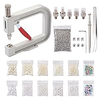 Pandahall Pearl Setting Machine DIY Handmade Beads Rivet Hand-Press Tool with 590pcs Imitation Pearl Acrylic Beads for Hats/Shoes/Clothes/Bags/Skirts/Crafts Jeans Decoration