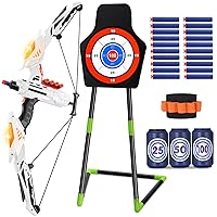 Bow and Arrow Set for Kids, Light Up Archery Set, 20 Suction Cup Arrows, Standing Target, Target Can & Wristband, Indoor Outdoor Game Toys for Children Boys & Girls, Gift for Kids Aged 3+
