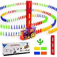 Domino Train, 200 pcs Domino Blocks Set, Building and Stacking Toy Blocks Domino Set for 3-7 Year Old Toys, Boys Girls Creative Gifts for Kids