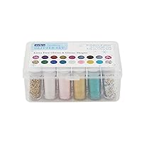 Variety Glitter Set, Mix of Chunky & Extra Fine Glitter for Crafts, Gold, Pink, Multicolor Deluxe Glitter Kit, 18 Pack with Storage Case