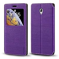 Lenovo S860 Case, Wood Grain Leather Case with Card Holder and Window, Magnetic Flip Cover for Lenovo S860