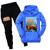 Boys Girls Casual Hooded Clothes Outfits Grizzy and The Lemmings Tracksuits Comfy Loose Fit Sweatshirts with Pocket