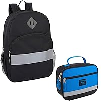 Trail maker Kids Reflective Black Backpack for School and Lunch Bag with Reflective Lunch Bag with Pocket