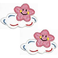 Kleenplus 2Pcs. Mini Lovely Star and Cloud Patch Comics Kids Cartoon Patches Embroidered Patches for Clothe Jeans Jackets Hats Backpacks Costume Sewing Repair Decorative