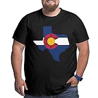 Texas Colorado Flag Big Size Men's T-Shirt Mans Soft Shirts Short-Shirts T