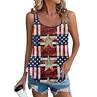 American Flag Camisole 4th of July Tank Top for Women Casual Summer Spaghetti Strap Sleeveless Patriotic Tunic Tees