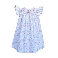 Girls Bishop Dress with Hand Smocked Hearts for Spring Summer Easter Birthday Beach Outfit