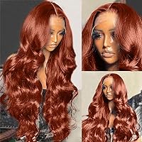 Reddish Brown Wig Human Hair Pre Plucked 13x6 Body Wave HD Lace Front Wigs Human Hair for Women Transparent Lace Wig Ginger Colored Brazilian Virgin Human Hair 20inch