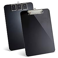Officemate Magnetic Clipboard with Low Profile Clip, Black, Recycled Plastic (83215)