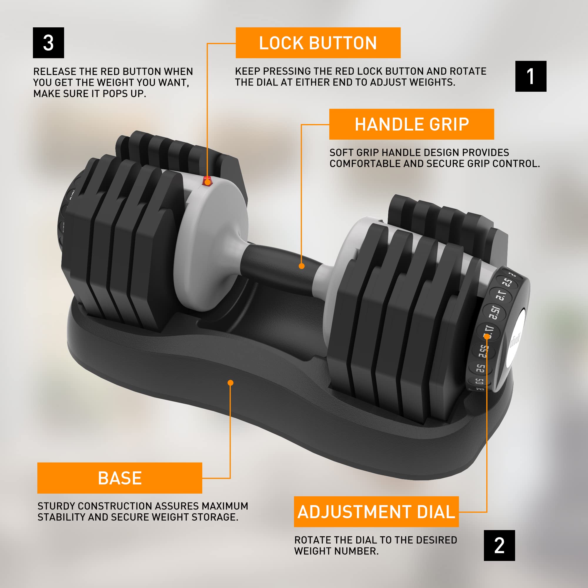 Adjustable Dumbbell Set Free Weights Dumbbell Multiweight Options 12.5/27.5/44/55/66 Lbs Suitable for Men Women Full Body Workout Fitness Home Gym
