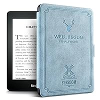 Case Cover for Kindle Paperwhite 2021 Protective Case Kindle 6.8 Inch 5 Kindle 4 10Th Generation Automatic Sleep and Wake Deer Head Pattern Protective Case,Sky Blue,for Pq94Wif (Kp4)