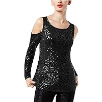 Womens Sequined Knit Blouse