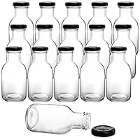 Kingrol 16 Pack 8 oz Hot Sauce Bottles with Leak Proof Screw Caps, Wide Mouth Glass Bottles with Lids for Milk, Beverages, Oil, Salad Dressing
