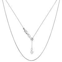 Jewelry Affairs 14k White Real Gold Adjustable Octagonal Snake Chain Necklace, 0.85mm, 22