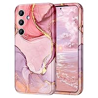 Hekodonk for Galaxy S24 Plus Case with Built-in Camera Protector,Full Body Shockproof Protection 3 in 1 Heavy Duty Slim Thin Anti-Scratch Marble Cover Case for Samsung Galaxy S24 Plus,Rose Gold