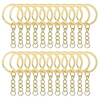 50Pcs Keychain Key Ring with Chain Bulk Split Key Chain，1.1 Inch Key Chains Parts with Open Jump Ring Connector for Jewelry Making Crafts (Gold)