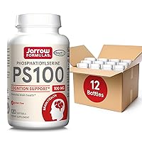 Jarrow Formulas PS100 Phosphatidylserine 100 mg, Dietary Supplement for Brain Health and Cognition Support, 120 Softgels, 40-120 Day Supply, Pack of 12