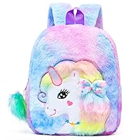 CBOALOGR Cute Plush Unicorn Toddler Small Backpack Little Plush Bookbag for Girls 3 to 6 years old