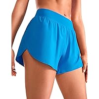 CRZ YOGA Mid Waisted Dolphin Athletic Shorts for Women Lightweight High Split Gym Workout Shorts with Liner Quick Dry