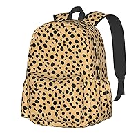 Leopard Print Backpack Print Shoulder Canvas Bag Travel Large Capacity Casual Daypack With Side Pockets