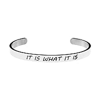 Inspirational Bracelets for Women Stainless Steel Mantra Cuff Bangle for Her