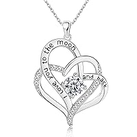 NEWNOVE I Love You Heart Necklaces Gifts for Women, Mum Gifts for Mum Girlfriend Wife and Her, Mothers Day Gifts from Daughter Son, Anniversary Birthday Gifts for Her