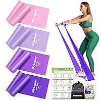 GYMERK Fitness Bands Set of 4, 1.8 m Fitness Band, 4 Resistance Levels with Exercise Poster, Exercise Band with Carry Bag and Exercise Instructions (English language not guaranteed), Ideal for Yoga,